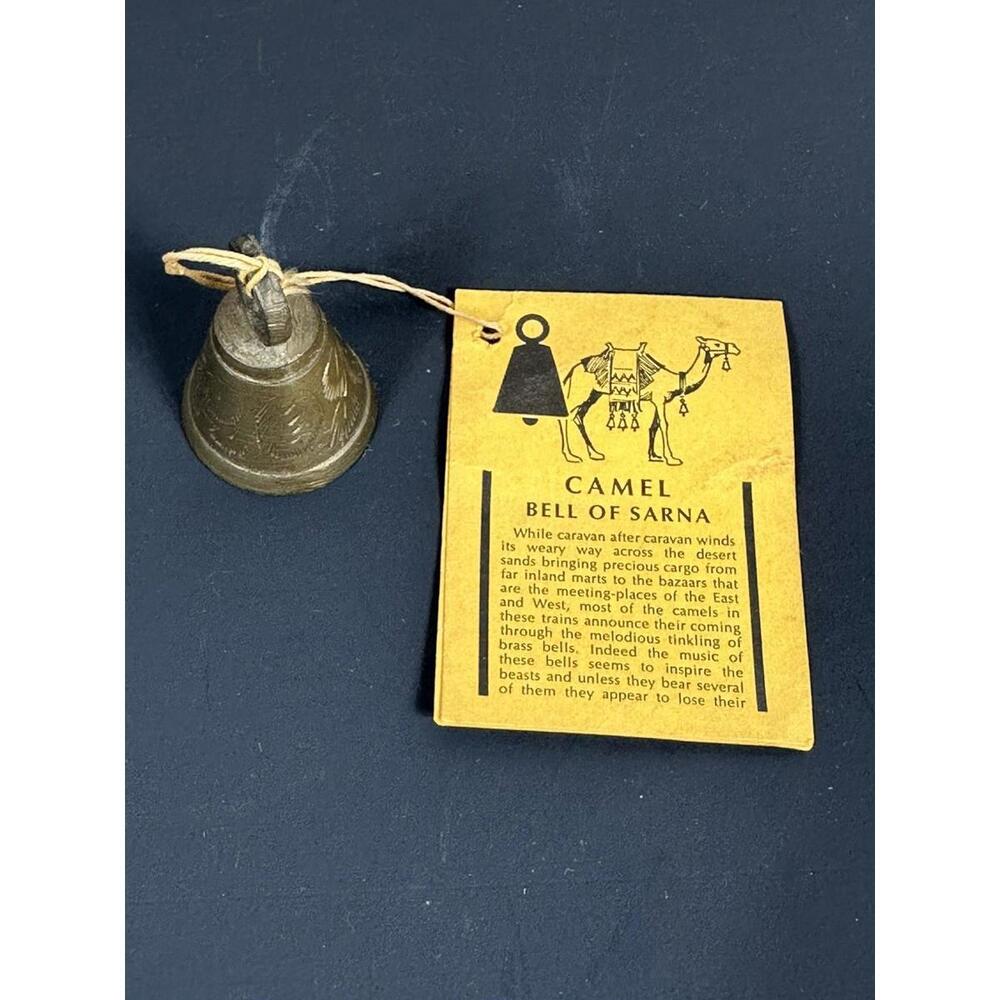 Vintage Brass Camel Bell Of Sarna Original Tag S.S. Sarna New York 1972